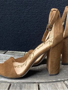 sam edelman strap ankle heeled sandal brown women's 5.5